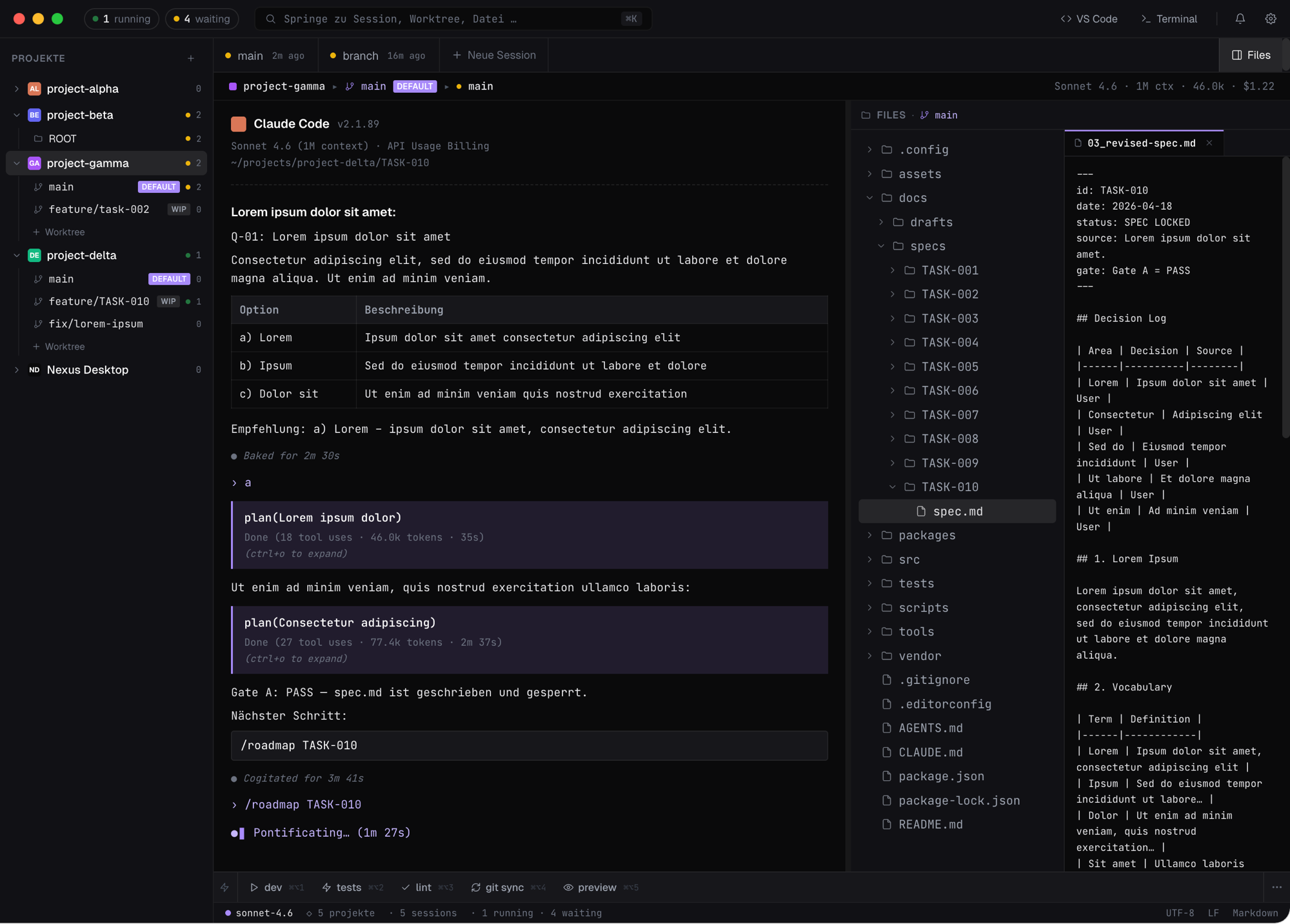 Ghola Desktop mit mehreren parallelen Agent-Sessions