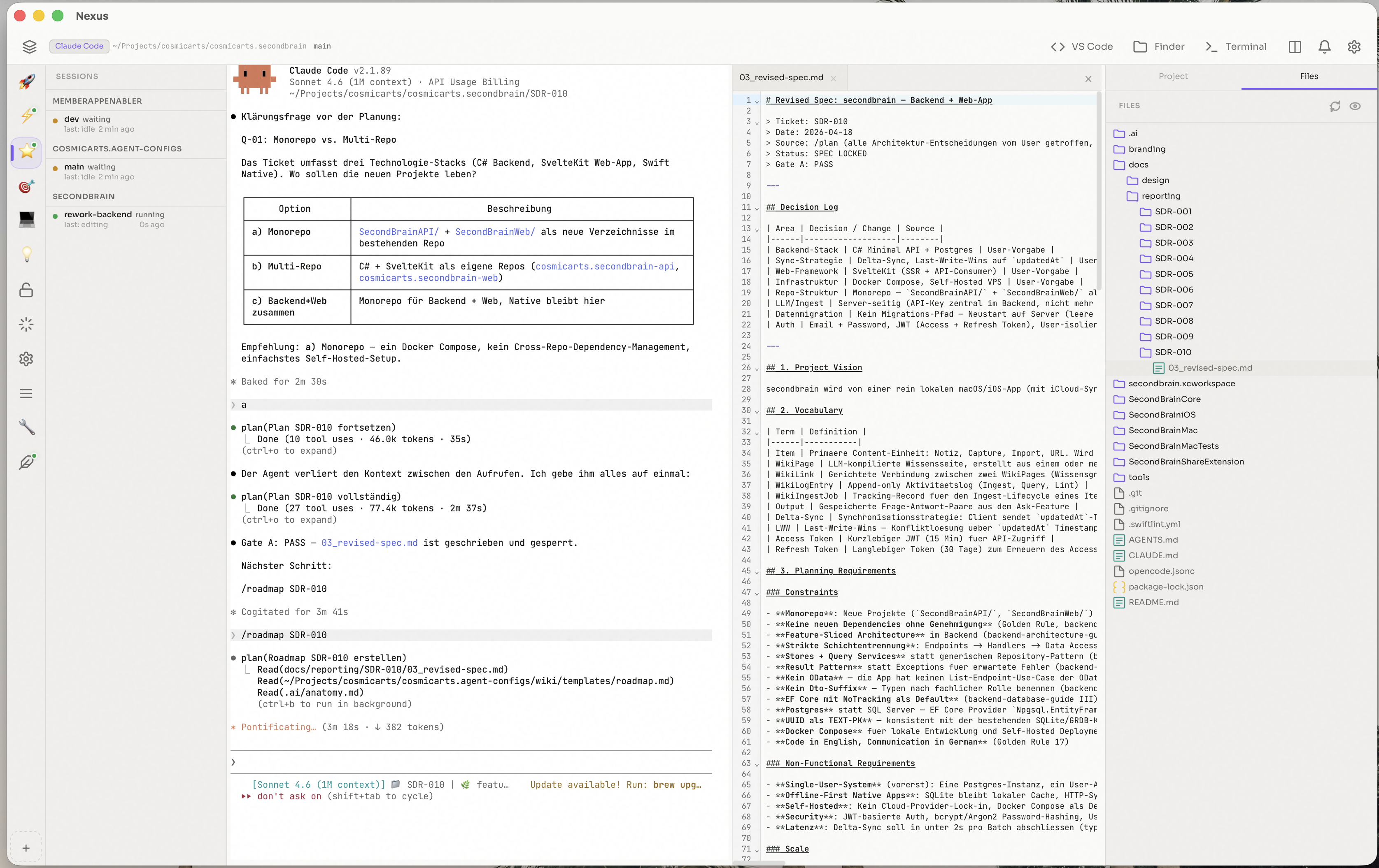 Ghola Desktop — Git Worktree Ansicht